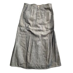 Levi's Denim Maxi Skirt Blue Midi A Line Belted Pleated Womens M